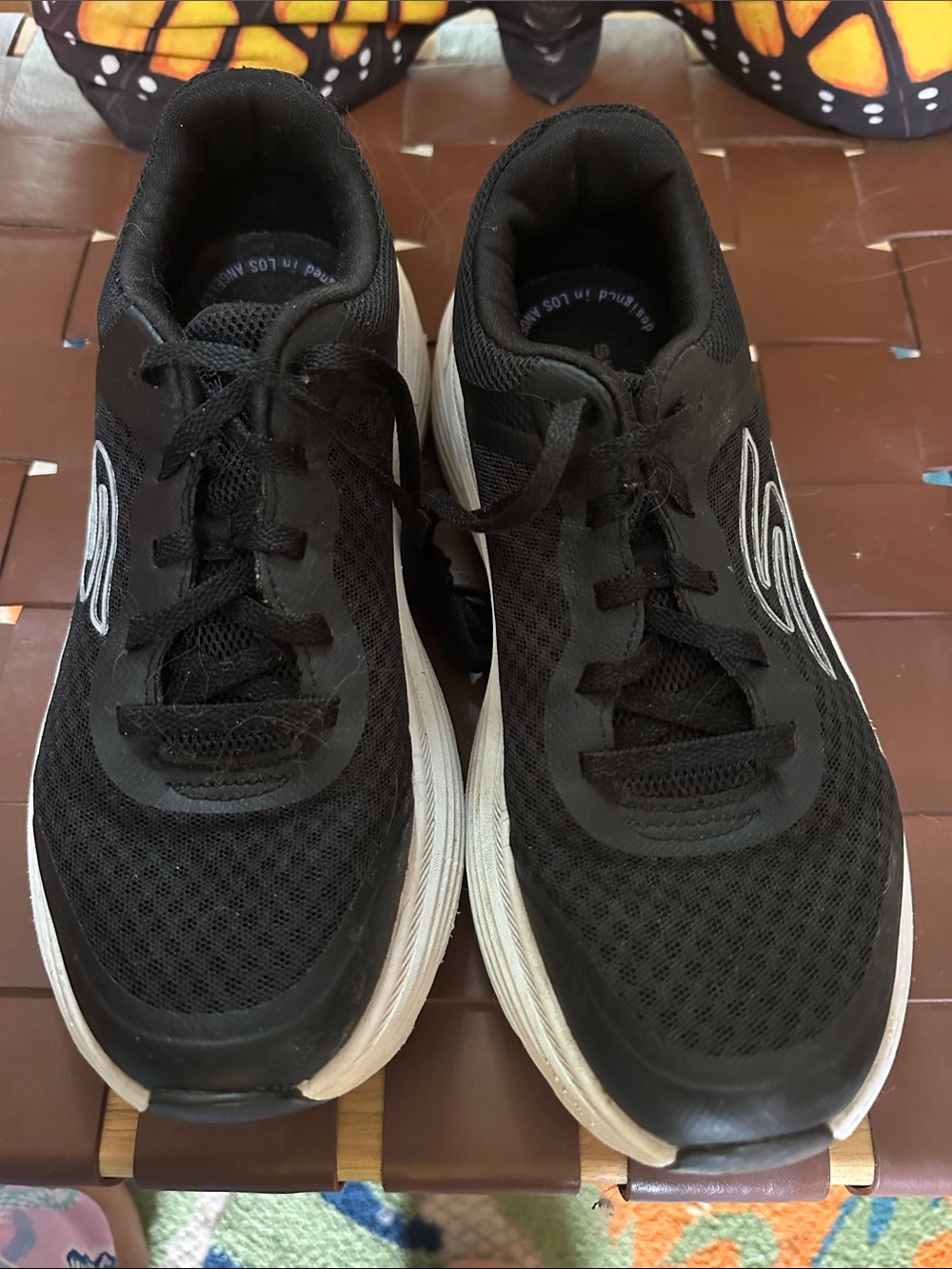 Skechers Black and White Mesh Lace-Up Sneakers